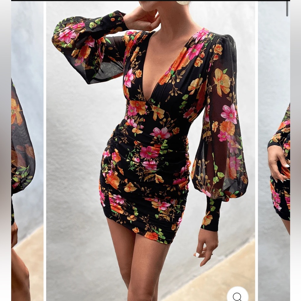 JAUS Kim Mini Dress Black Floral